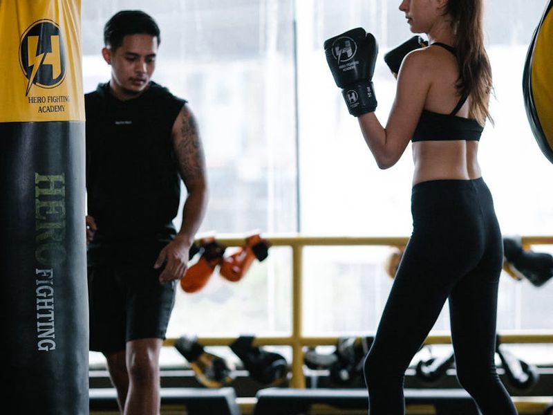 Man in a focused stance preparing for an exercise.
